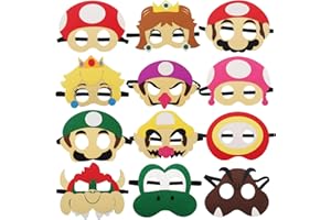 CORPOWER 12Pcs Felt Mask, Birthday Game Themed Masks, Cosplay Party Masks, Felt Masks, Children's Party Masks, Character Masquerade, Halloween Dress Up Party Supplies for Boys and Girls Role Play