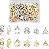 Pandahall Stainless Steel Charms Assorted Metal Pendants Star Moon Flower Animal Pendant for Bracelet Necklace Earrings Making