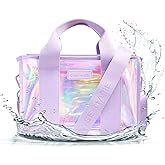 Case-Mate Soap Bubble Small Beach Tote - Iridescent Beach Bag with Crossbody Strap for Women - Waterproof, Tip-Proof, Foldable & Washable - Tote Bag for Pool, Travel and Vacation