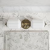 YESIDS Milk Glass Bathroom Vanity Light - 2-Light Wall Sconce with Brass Finish Base & Green Glass Shade - Wall Sconce Lighti