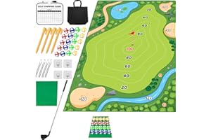 KuroShine 37pcs Golf Chipping Game Set - Indoor/Outdoor Golf Practice Mat with Balls, Scoreboard, Golf Club & Storage Bag, Perfect for Family Fun, Backyard/Office Use
