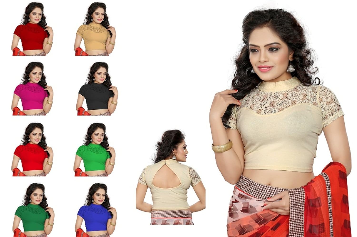 fashionable readymade blouse plain cotton lycra redaymade blouse (65)