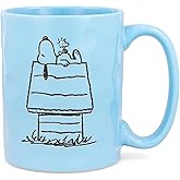 Silver Buffalo Peanuts Snoopy and Woodstock House Wax-Resist Ceramic Pottery Coffee Mug | Holds 17 Ounces