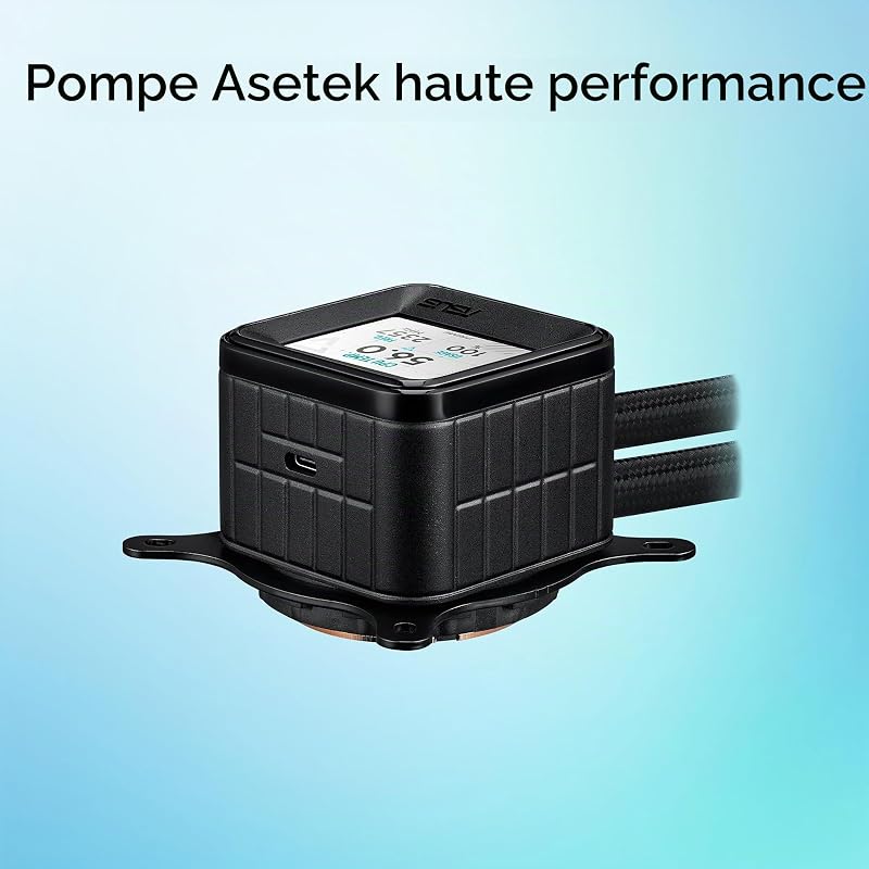 Prime LC ARGB LCD All-in-One Liquid CPU Refroidissement à Eau (écran LCD 2,3", Pompe Asetek, Ventilateurs ARGB préinstallés, pour Intel LGA 1851, 1700, 1200, 115X, AMD AM5, AM4)