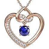 Heart Birthstone Necklaces Gifts for Women Wife, Jewelry for Women Wedding Anniversary Birthday Gifts for Wife Girlfriend Mom Christmas Valentines Gifts S925 Sterling Silver