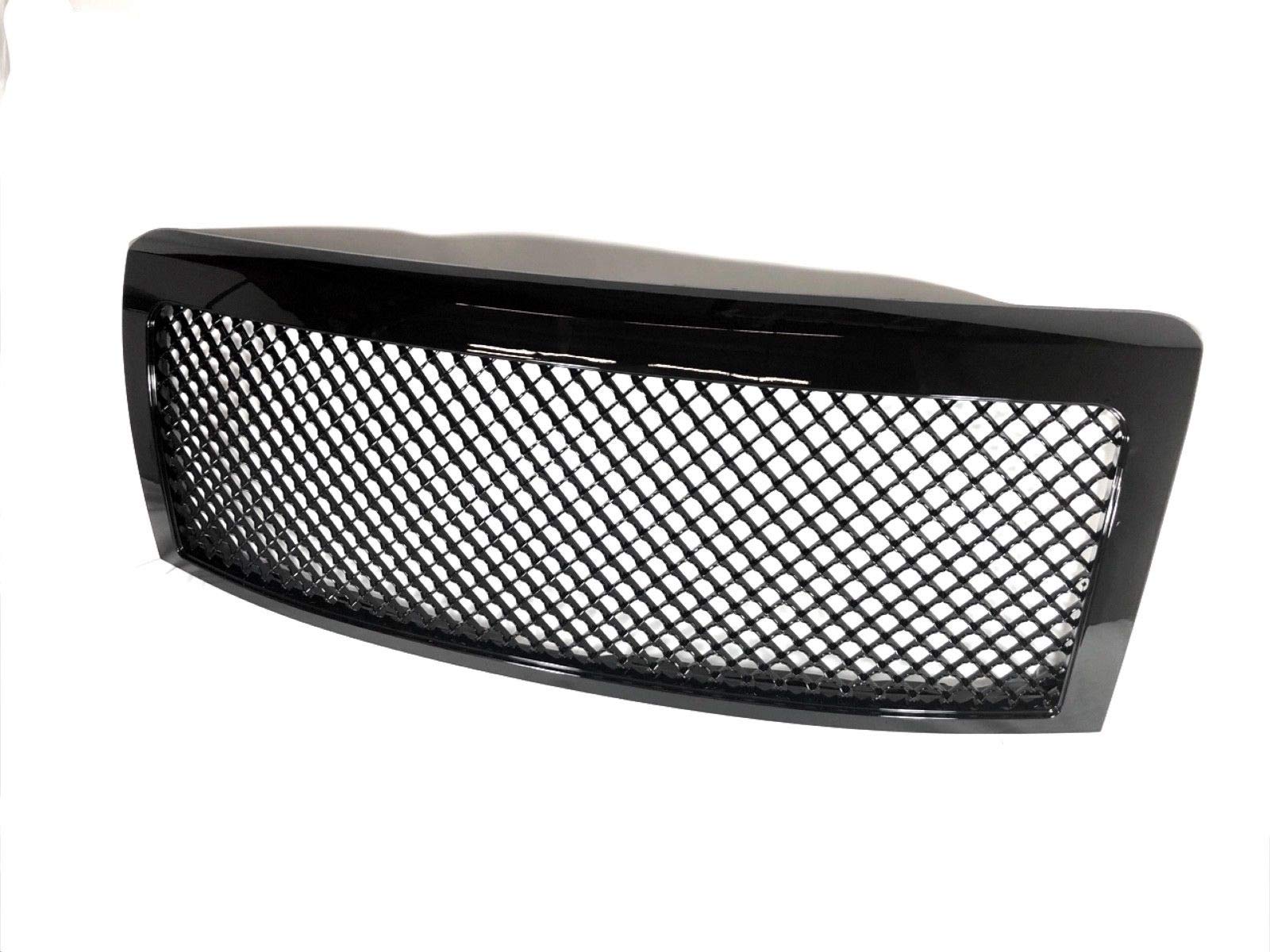 AutoModed Mesh Grille for Ford F150 | 2009 2010 2011 2012 2013 2014 | Front Bumper Grill Replacement | Glossy Black ABS | by AutoModed
