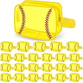 Sel Natural 24 Pcs Softball Team Gifts Cosmetics Goodie Bag PVC Clear Portable Makeup Bags Organizer 7 x 5.5 x 1.8 '' Waterproof Sport Zippered Toiletry Carry Pouch for Softball Coach Travel Party