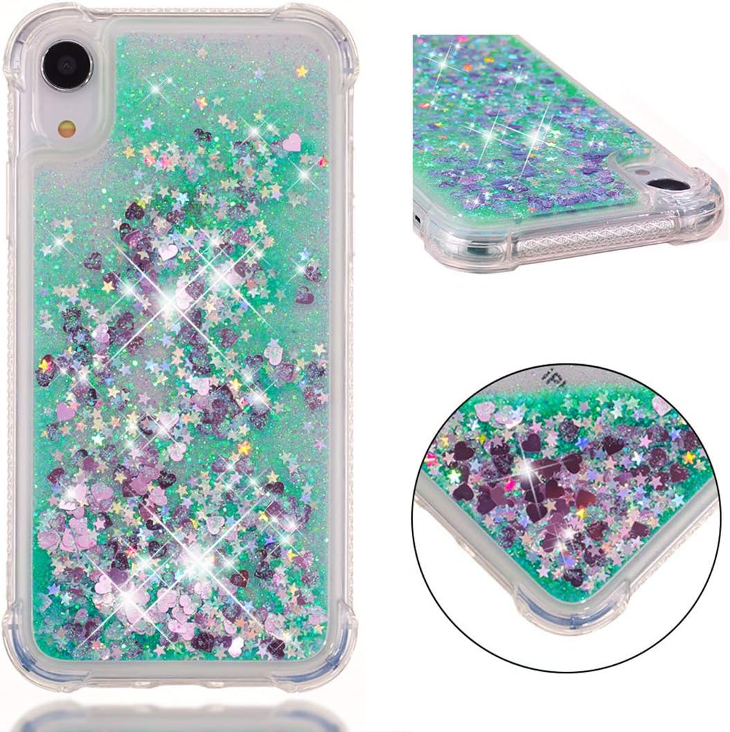 iPhone XR Phone Case, Lyzwn Cute Glitter Liquid Flowing Clear