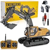 Dogern RC Excavator Toy for Boys 3-12, 3-in-1 Bucket/Claw/Drill, 2.4GHz 14 Channel Construction Truck with 680&deg;Rotating, LED Lights/Realistic Sounds, Durable Engineering Vehicle Gift for Boys