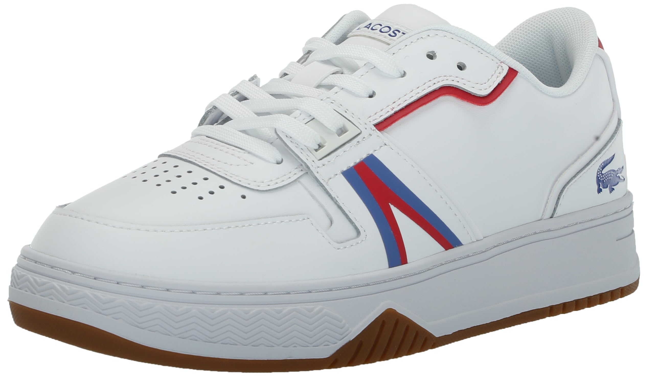 Lacoste Men's L001 Sneaker, White/Red/Blue, 11.5 Image