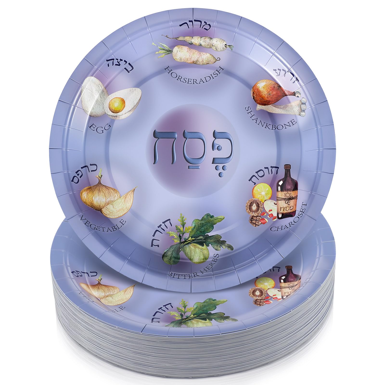 Photo 1 of FoldTier 50 Pcs Passover Paper Seder Plates 9 Inch Disposable Pesach Plates for Pesach Tableware Party Supplies Passover Decorations