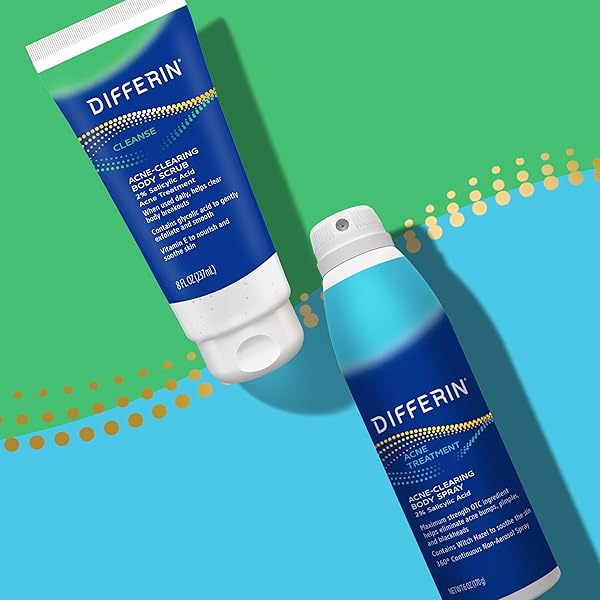 DIFFERIN BODY SCRUB WITH SALICYLIC ACID ACNE CLEARING IMPROVES TONE AND TEXTURE PRONE SKIN ON BACK SHOULDERS AND CHEST, 8 OZ (PACKAGING MAY VARY)