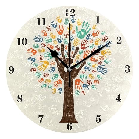 Amazon Com Moyyo Silent Round Wall Clock Battery Operated Human