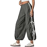 Panadila Women Parachute Pants Elastic Waist Baggy Track Pants Bow Knot Loose Trousers Casual Streetwear