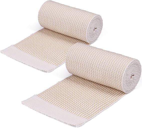 LotFancy Cotton Elastic Bandage, 2Pcs Compression Bandage