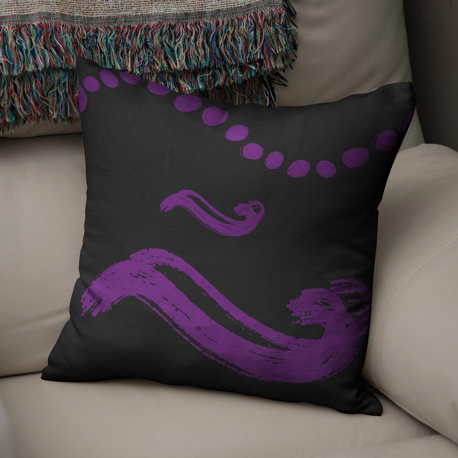 Bonamaison Decorative Cushion Cover, Polycotton, Purple, Standard