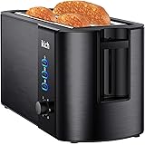 IKICH Toaster 2 Long Slot, Toaster 4 Slice Stainless Steel, Warming Rack, 6 Browning Settings, Defrost/Reheat/Cancel, Removab