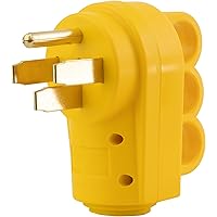 PEAKTOW Heavy Duty 50Amp 125/250V Replacement 4-Prong Electrical Male Plug Receptacle Adapter with Ergonomic Handle for RV, C