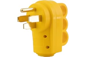 PEAKTOW Heavy Duty 50Amp 125/250V Replacement 4-Prong Electrical Male Plug Receptacle Adapter with Ergonomic Handle for RV, C