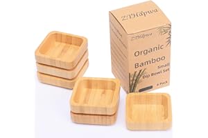 ZTHapwa Snack Bowl Set, Small Bamboo Sauce Dish Dipping Bowls for Appetizers, Dips, Sauce, Nuts, Candy, Olives, Seeds, Desser
