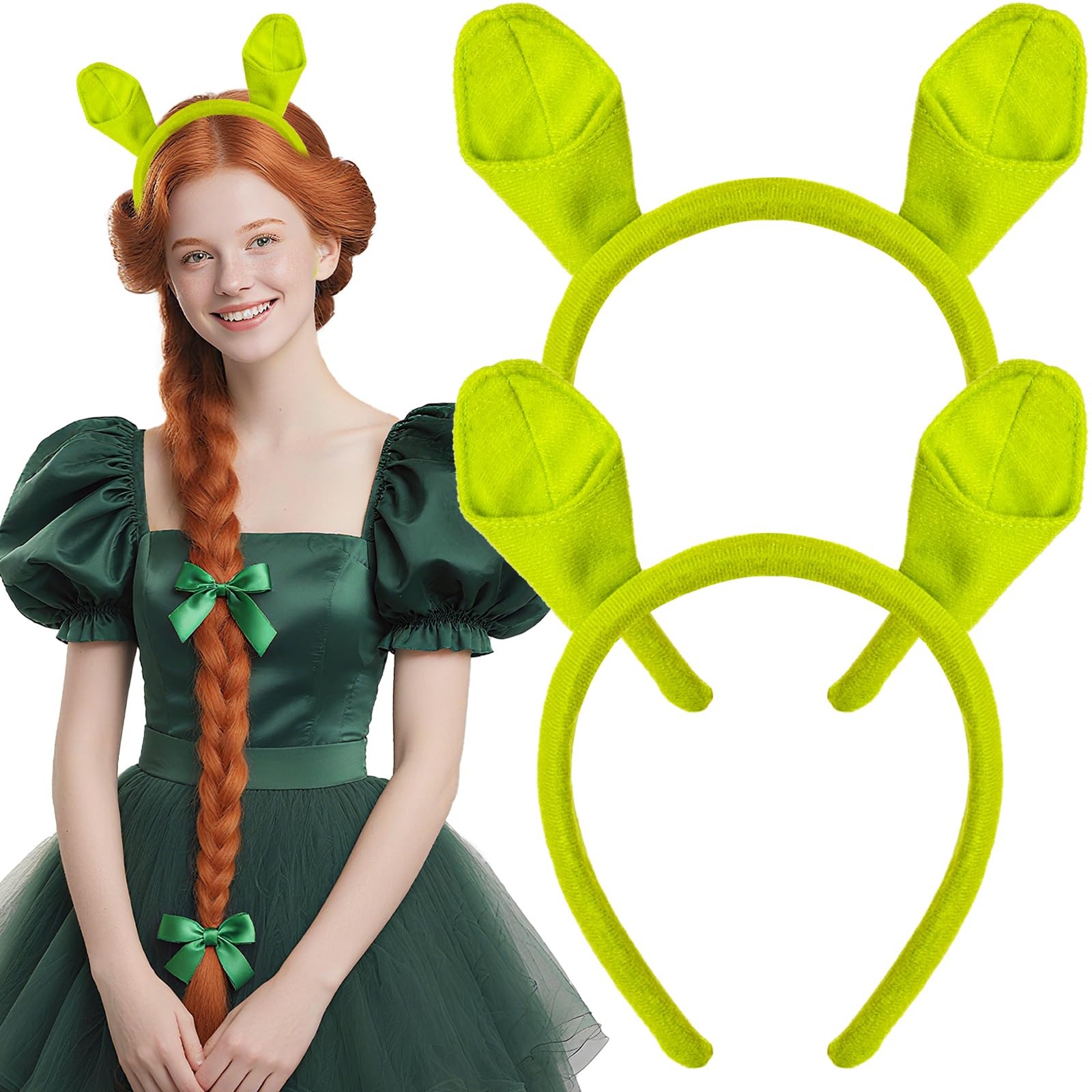 Photo 1 of 1pc only Halloween Green Ogre Ears Headbands Adult,Monster Ear Horn Headpiece Alien Hair Hoop Costume Accessories for Themed Party,Cosplay Decoration (for 15 years and older)