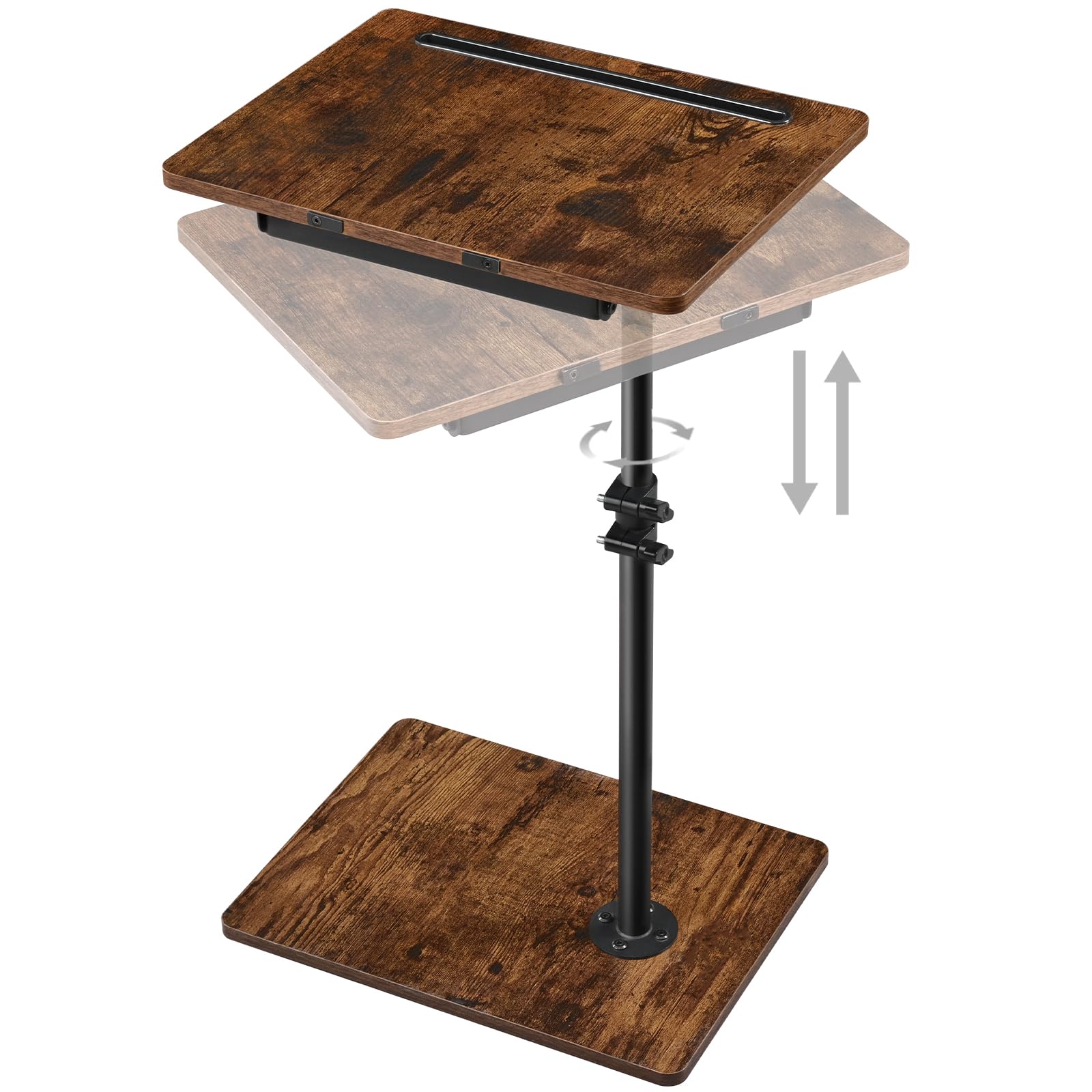 Photo 1 of Waipfaru Swivel Height Adjustable Side Table Sofa Tray, Tiltable Sofa Bed Bathroom Study TV Tray C Shaped End Table Food Snack Trays for Eating