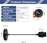 Caldarax 2 Pack E27 Pendant Light Fitting with 100cm Adjustable Cable Black view 2