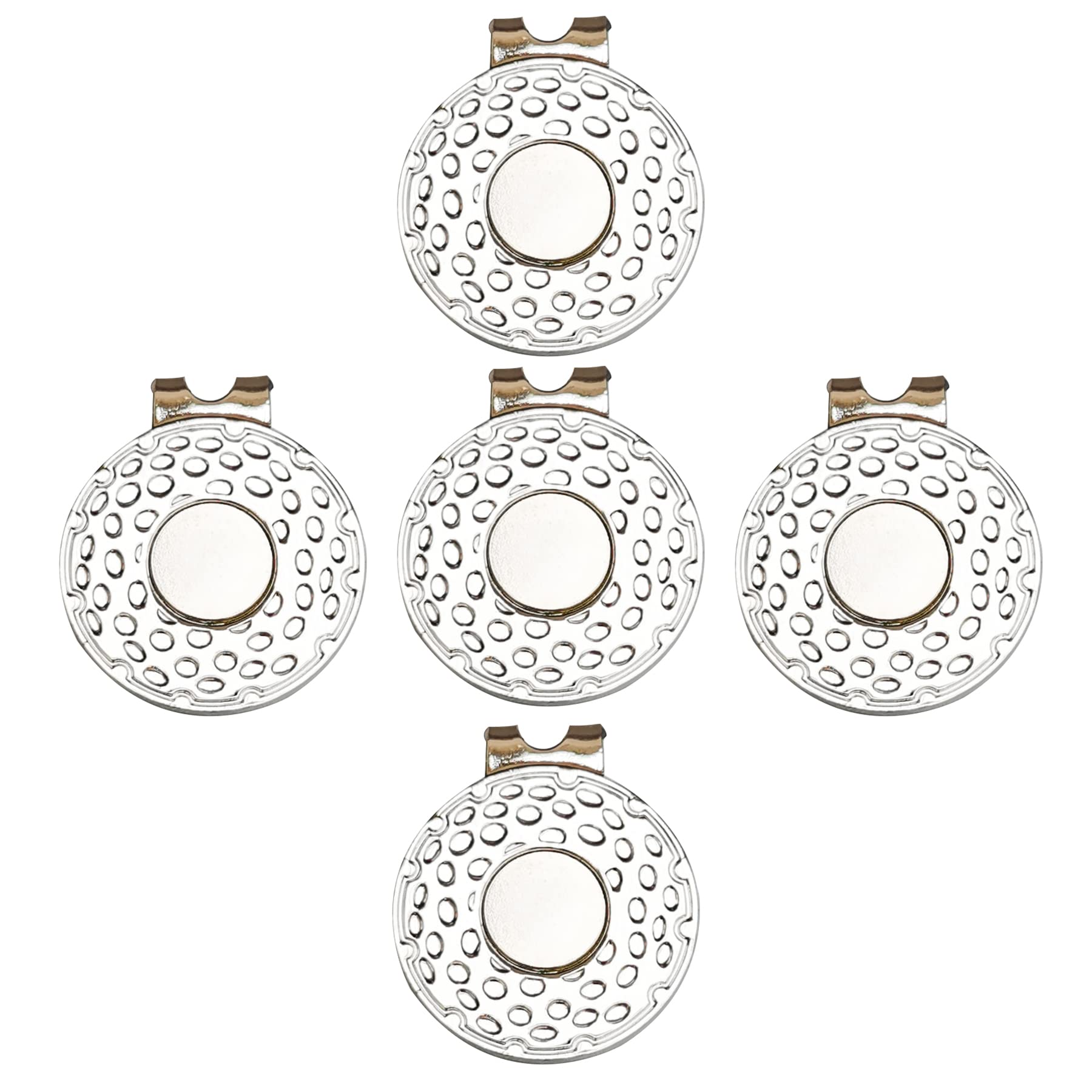 Eshan Magnetic Golf Hat Clips 5 Pack Golf Ball Marker Holder Men Women Golfer Gifts Golf Sports Court Accssories For Golf Gloves Hats Bags Caps Visor Belt Pocket Lot (Embossed)