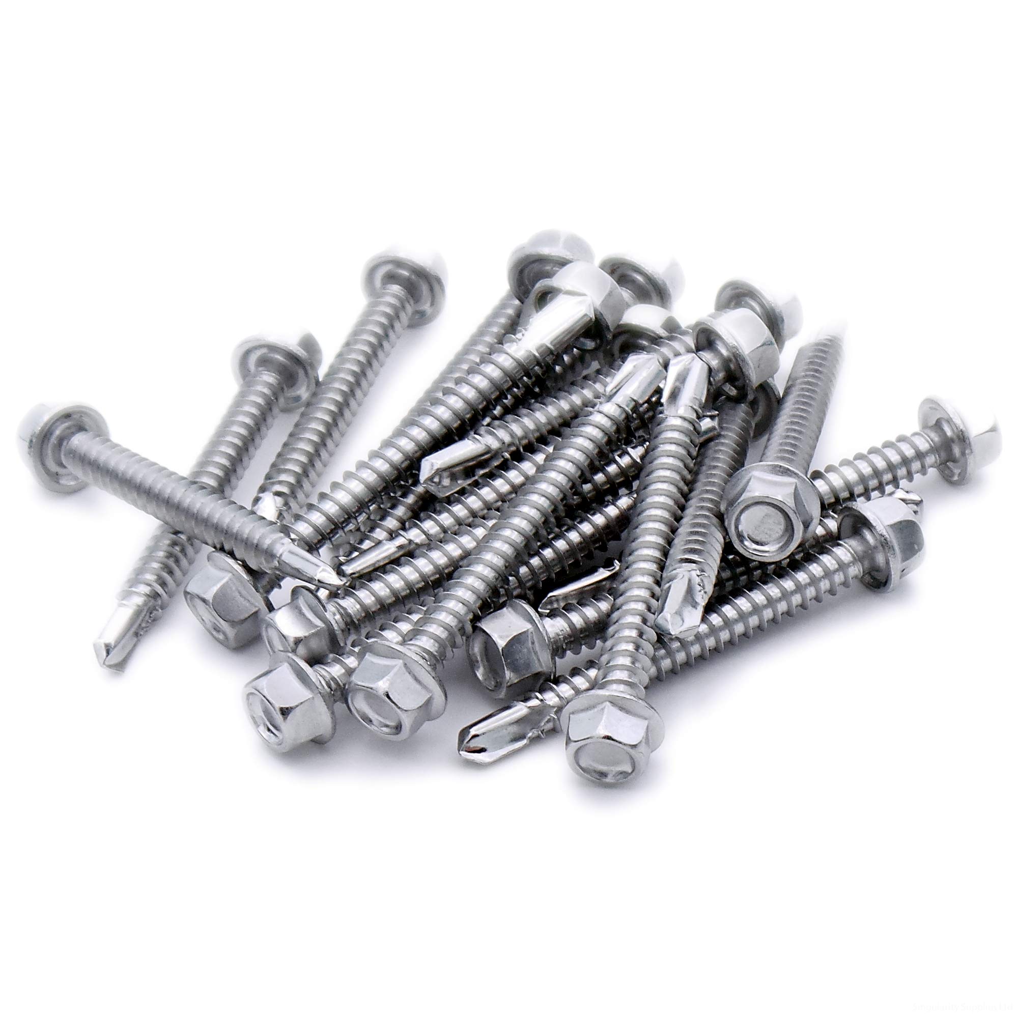 No.12 x 2 (5.5mm x 50mm) Hex Self-Drilling Screw (Flanged) - Stainless Steel (A2) (Pack of 20)