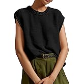 Saodimallsu Womens Sleeveless Crewneck Sweaters Ribbed Knit Tank Tops 2025 Trendy Sweater Vest