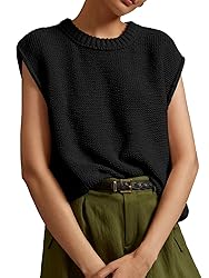 Saodimallsu Womens Sleeveless Crewneck Sweaters