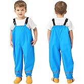 Fewlby Kids Rain Bib Pants, Toddlers Waterproof Suspender Dirty Proof Rain Wear