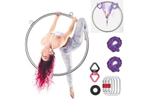 PRIORMAN Premium Double Tab Aerial Hoop Set - Steel Lyra Ring with Rigging, 661LBS Tested for Fitness & Acrobatics
