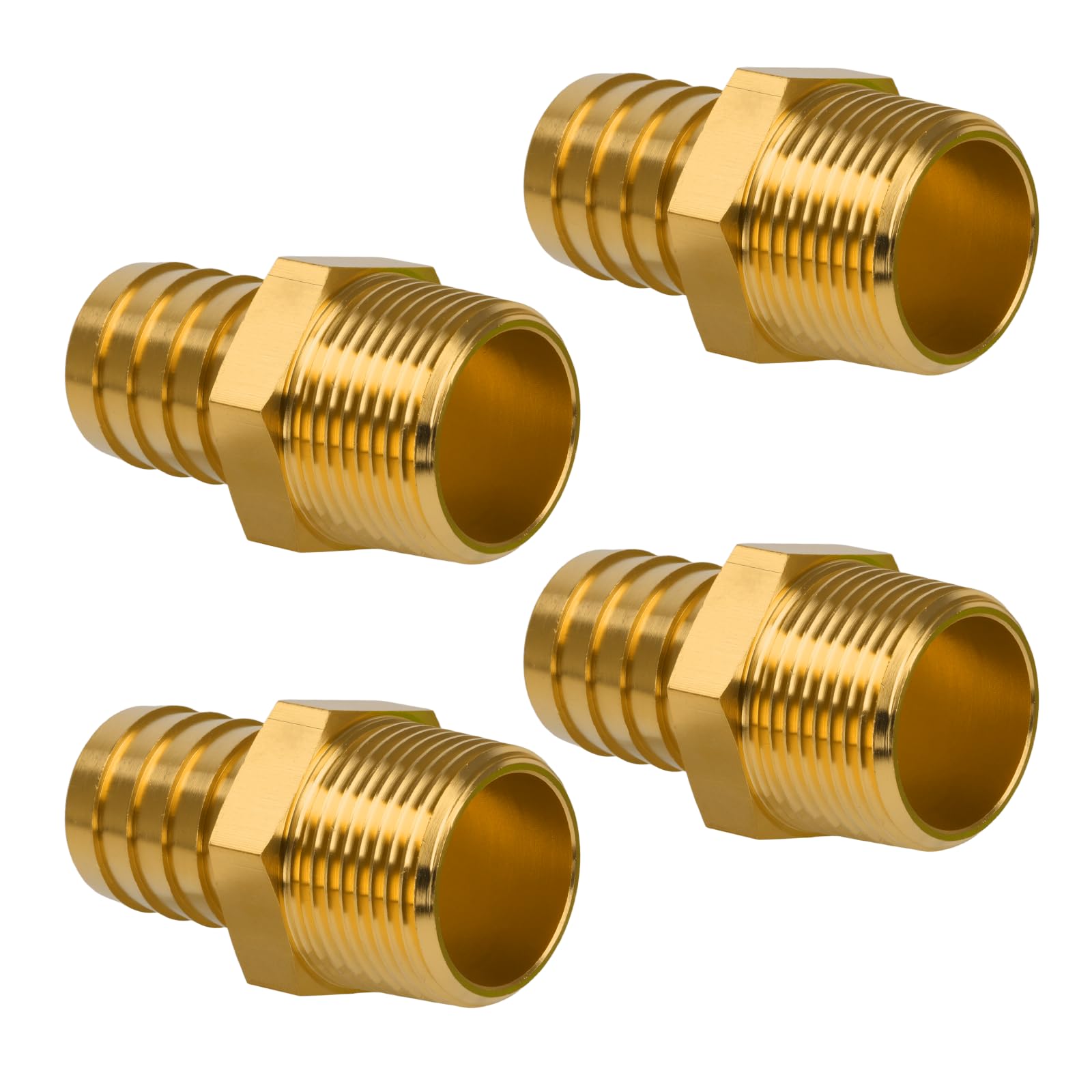 Photo 1 of KAINGA Air Hose Fittings, 1" NPT Male to 1" Barb Brass Hose Barb Fittings, Durable Brass Adapter for Air, Water, Fuel Systems, Leak-Resistant Design, 4 Pack