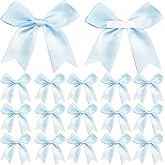 50 Pieces Gift Wrap Bows Premium Satin Ribbon Bows 3.3 Inch Craft Bows for Gift Wrapping DIY Treat Bags Holiday Gifts Bag Party Decorations, Wedding Decor Christmas Birthday Presents (Light Blue)