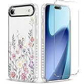Cinysnt for iPhone Air Case Floral with Screen Protector,Protective Shockproof Slim Clear Floral Phone Cover?Cute Phone Case for Women Girl with Flower Pattern Design (Branch Flower)