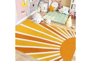 VSIWB Sun Print Kids Rugs for Playroom 4'x6' Colorful Non-Slip Kids Play Mat Soft Washable Nursery Rug Children Carpet for Toddler Baby Boys Girls Room Kids Room Bedroom Decor