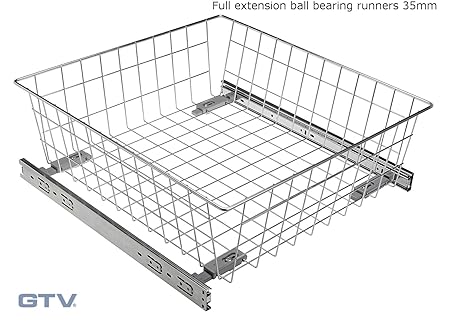 Pull Out Wire Basket Drawer With Full Extension Ball Bearing