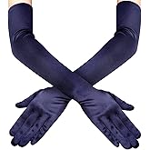 Lansian Long Opera Party Gloves for Women 1920s 20s Satin Gloves Costumes Elbow Length Bridal Evening Dress, 21 inches
