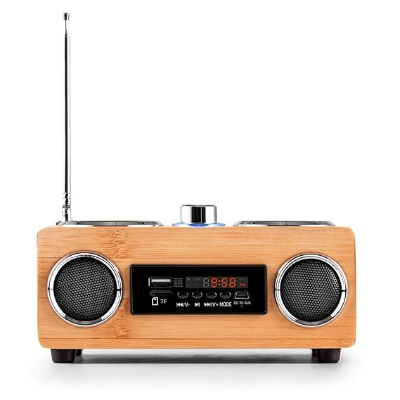 Radio Holz Bambus Fairshopping Lautsprecher • UKW-Radiotuner • Echtholz-Gehäuse • USB-Port • SD-Slot • 30 Senderspeicherplätz