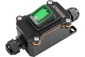 QTEATAK Inline Cord Switch Waterproof Switch DPST AC/DC 20A-125V,16A-250V,30A-24V,35A-12V, IP66 Green Open Double Hole Waterp