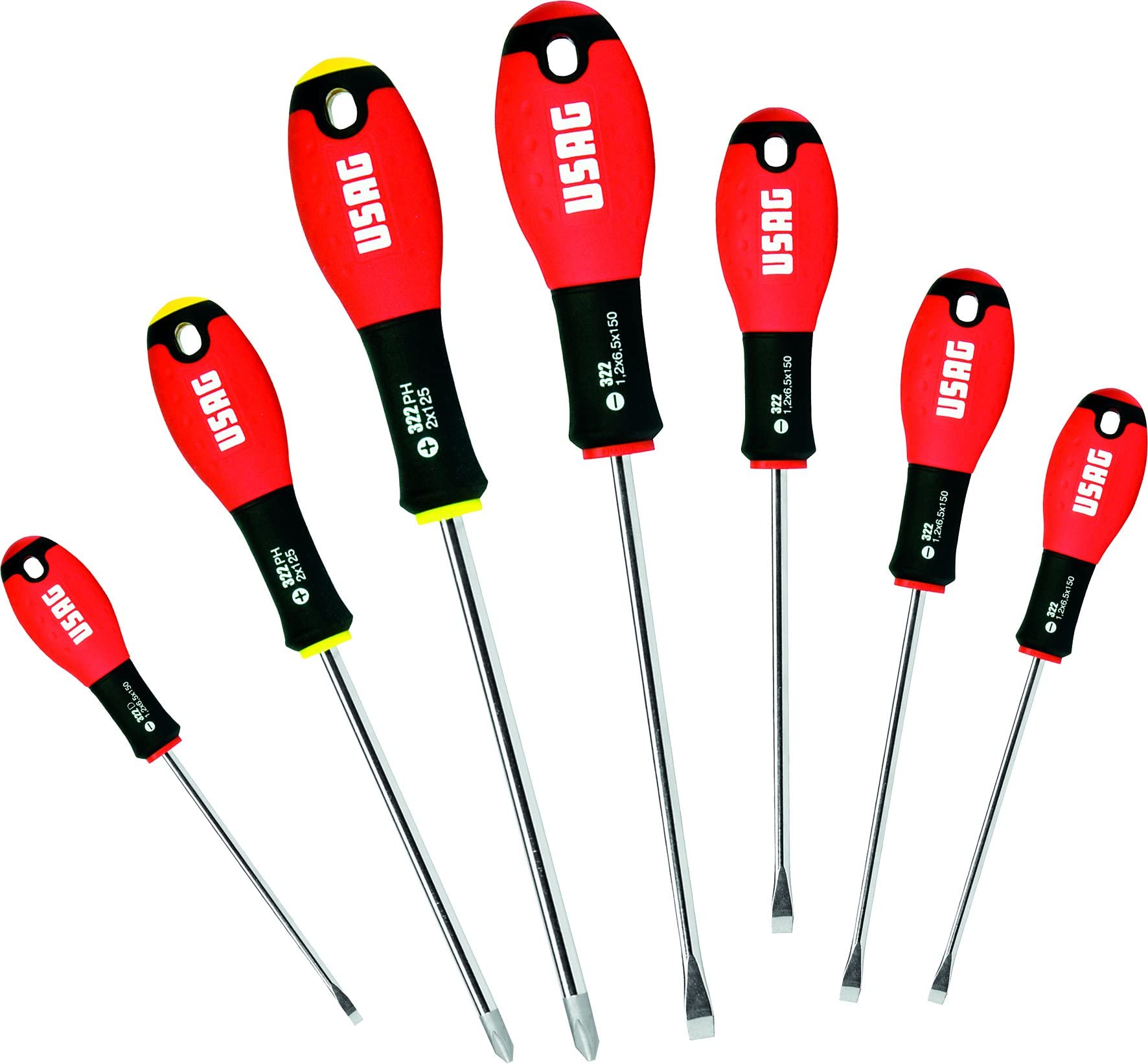 USAG 322 SH7 Set of 7 Screwdrivers for Slot-Head and Phillips® Screws