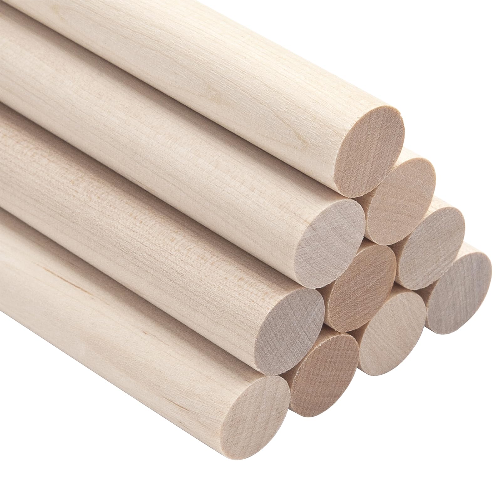 NANXJIUR 10 Pcs Wooden Dowel Rods Sticks Round Wood Dowels, 1.6x30cm Unfinished Hardwood Sticks, Macrame Dowel Wooden Sticks for Craftfor Arts and DIYers, Tiered Cake Support and Wedding Ribbon Wands