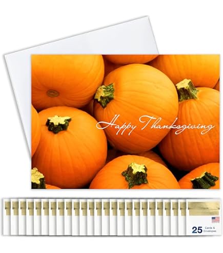 Thanksgiving Cards For Business & Family Autumn Sky Greeting Card Set Pack 25 Envelopes 5x7 Inch A7 Great Office Work Employees Clients Th1507 Box Of Thanksgiving Cards