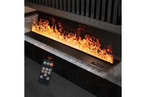MEXHOM Water Vapor Fireplace Recessed Realistic Atomized Flame, Electric Fireplace with Manual Water Control and Remote Control,with 5ft Power Cord,Size: L31.5 x W7.87x H8.27 in