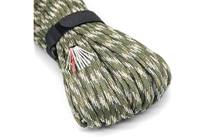 PSKOOK Survival Paracord Parachute Fire Cord Survival Ropes Red Tinder Cord PE Fishing Line Cotton Thread 7 Strands Outdoor 20, 25, 100 Feet