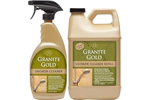 Granite Gold Shower Cleaner Spray For for Quartz, Granite, Marble, Ceramic, and Other Stone Tub Surfaces, 64 Fl Oz & 24 Fl Oz