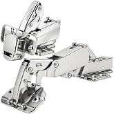 TamBee 175 Degree Hinges Frameless Cabinet Doors Hinges 48mm Concealed Hydraulic Adjustable Soft Closing Nickel-Plated Steel Buffer Dampers for Kitchen Corner, 1 Pair 2Pcs (Full Overlay)