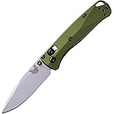Benchmade Mini Bugout EDC Knife, S90V Steel Blade (533SL-10) | Woodland Green Aluminum handle, Drop-Point blade