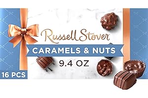 Russell Stover Caramel and Nuts in Milk and Dark Chocolate, Mother's Day Chocolate Gift Box, 9.4 Ounce